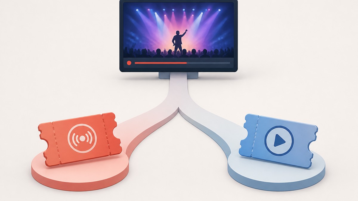 A visual comparison of live-only and replay-access ticket options